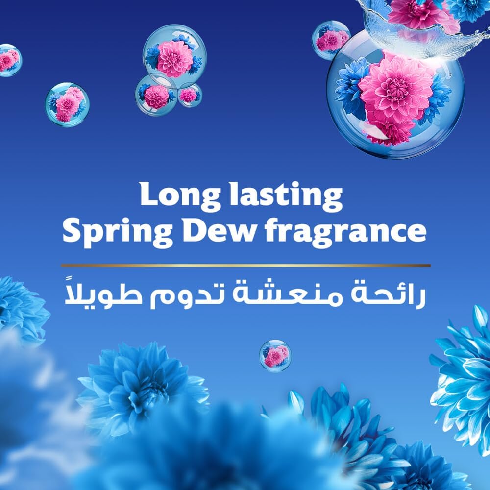 COMFORT Fabric Softener, Spring Dew, with freshness-burst technology for longer lasting fragrance & soft clothes, 4L x 2