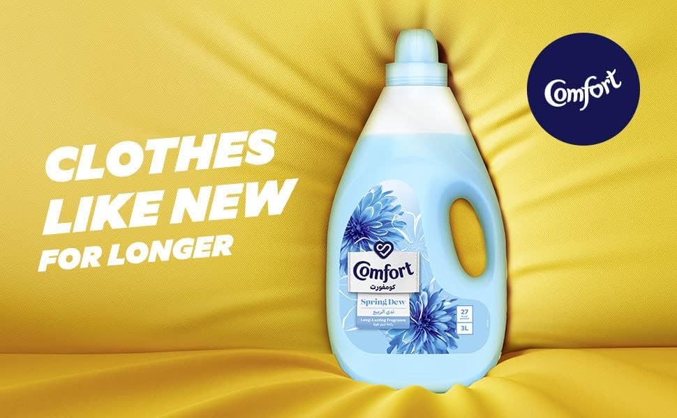 COMFORT Fabric Softener, Spring Dew, with freshness-burst technology for longer lasting fragrance & soft clothes, 4L x 2