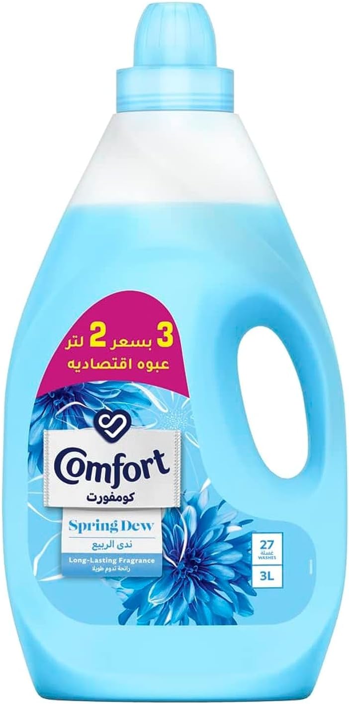 COMFORT Fabric Softener, Spring Dew, with freshness-burst technology for longer lasting fragrance & soft clothes, 4L x 2