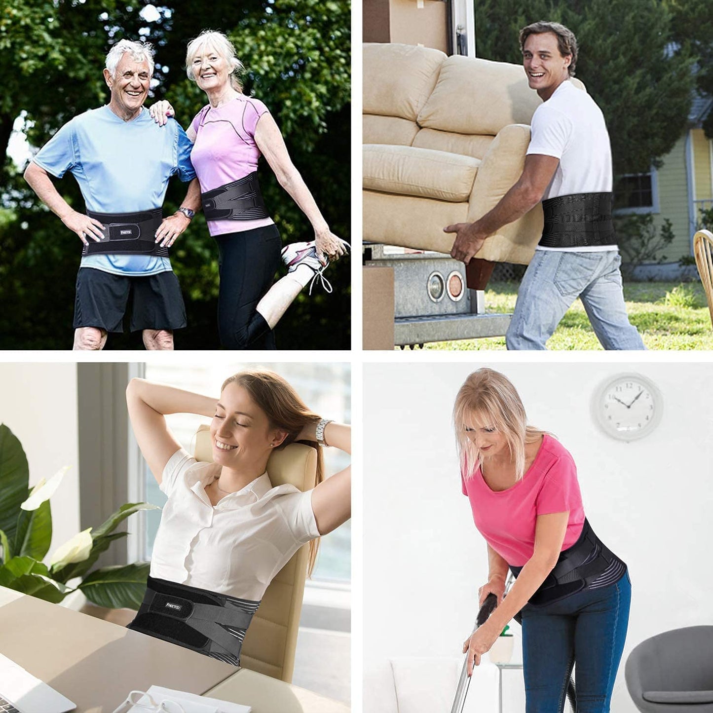 FDTY Lower Back Pain Relief with 6 Stays Breathable Mesh Back Support Belt for Men and Women (Medium)