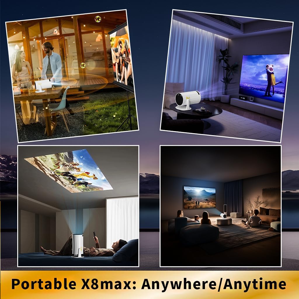 コブキBUJI 4K 1080P Portable Projector with Screen 1500LM Arabic UI Android 11.0 HD Mini Projector 5G WIFI bluetooth home video projector Auto Keystone 180° Rotatable with Stand CE/FCC Certified