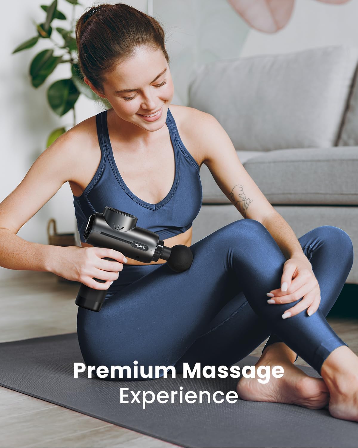 RENPHO Active Massage Gun with Heat Deep Tissue Muscle, 2022 Upgrade Powerful Portable Gun Massage Percussion Massager Gun for Athletes, Electric Back Massagers, Handheld Body Massager Gun Gifts