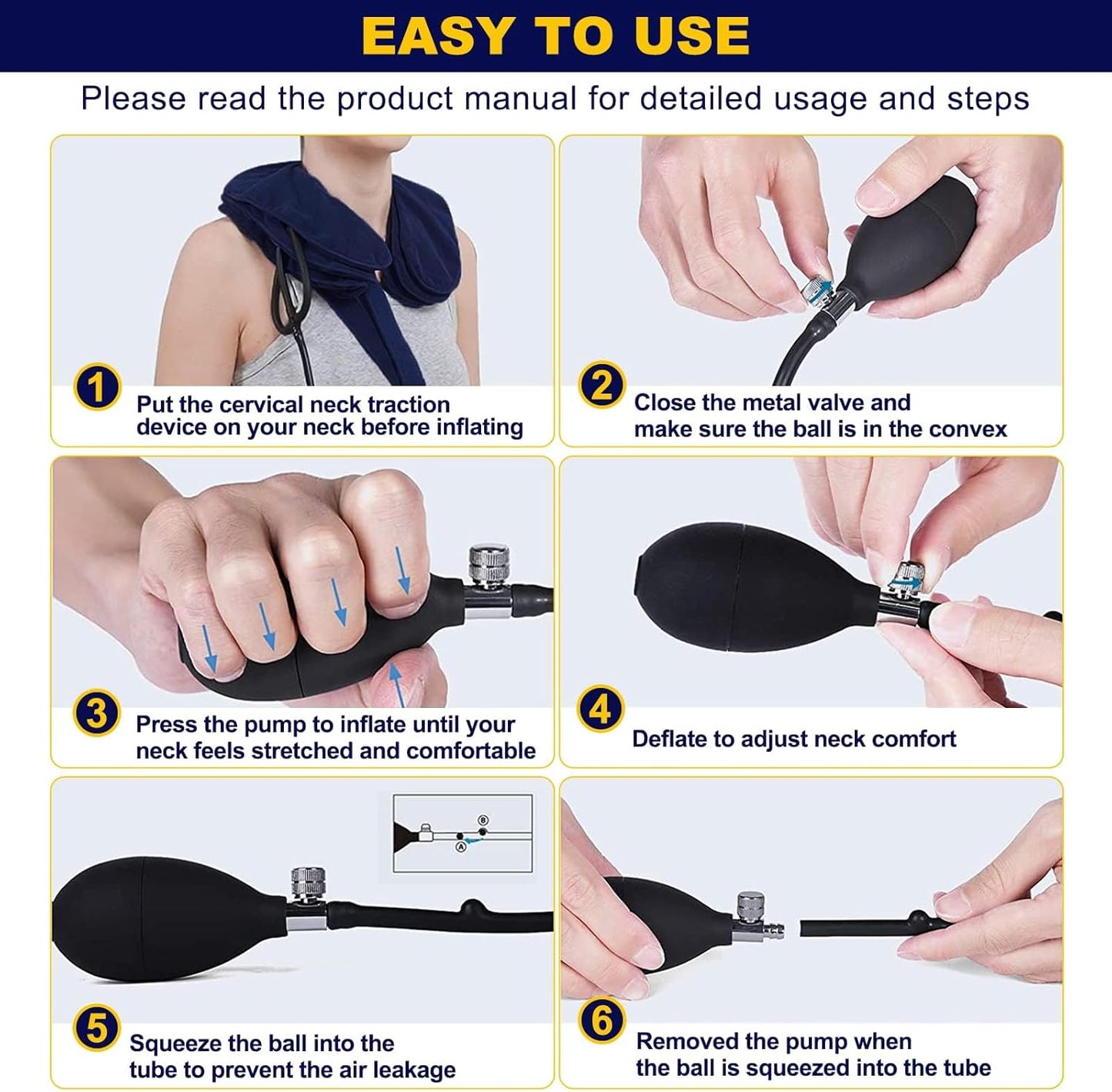 Travel Pillow, Cervical Neck Traction Device, Portable Neck Stretcher Cervical Traction Provide Neck Support and Neck Pain Relief, Neck Traction Devices for Home Use Neck Decompression (Blue)