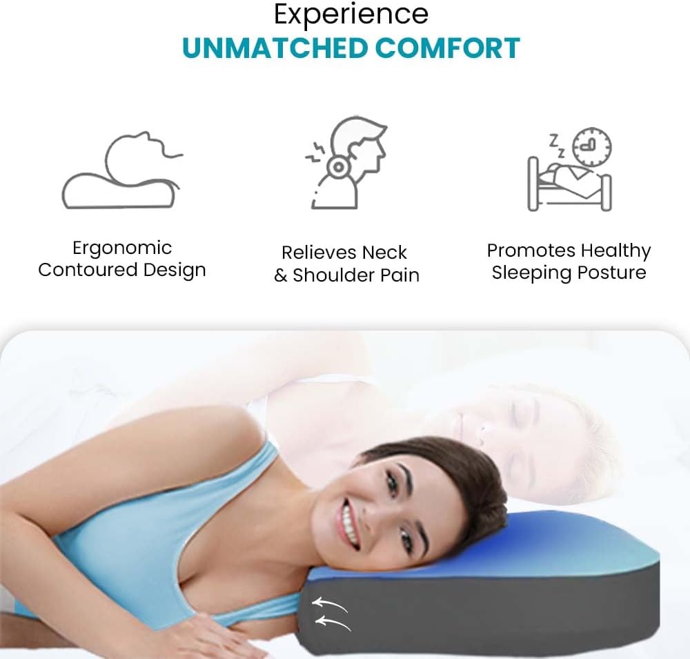 MOONCEE Premium Memory Foam Pillow for Neck Pain Relief, Adjustable Contour Orthopedic Cervical Pillow for Side, Back & Stomach Sleepers with Washable Cover