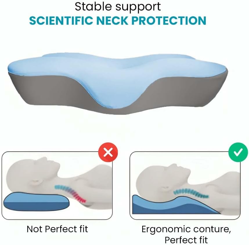 MOONCEE Premium Memory Foam Pillow for Neck Pain Relief, Adjustable Contour Orthopedic Cervical Pillow for Side, Back & Stomach Sleepers with Washable Cover
