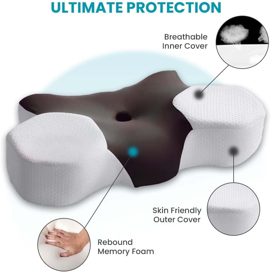 MOONCEE Premium Memory Foam Pillow for Neck Pain Relief, Adjustable Contour Orthopedic Cervical Pillow for Side, Back & Stomach Sleepers with Washable Cover