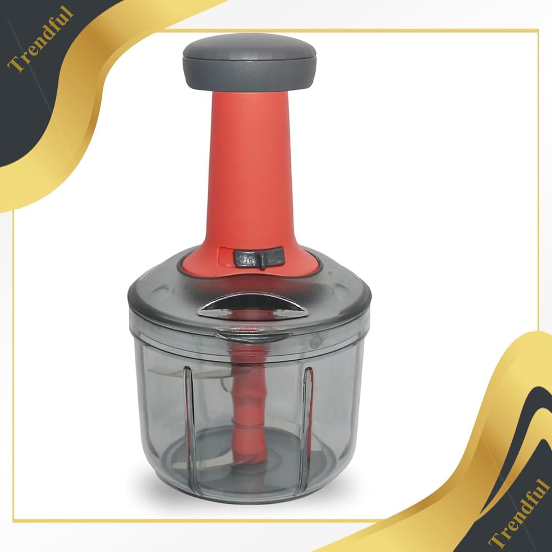 Trendful Manual Food Chopper with Hand Press Push System, Onion, Vegetable & Salad Chopper with Sharp Stainless Steel Blades, Push Type Sprint Chopper (850ML)