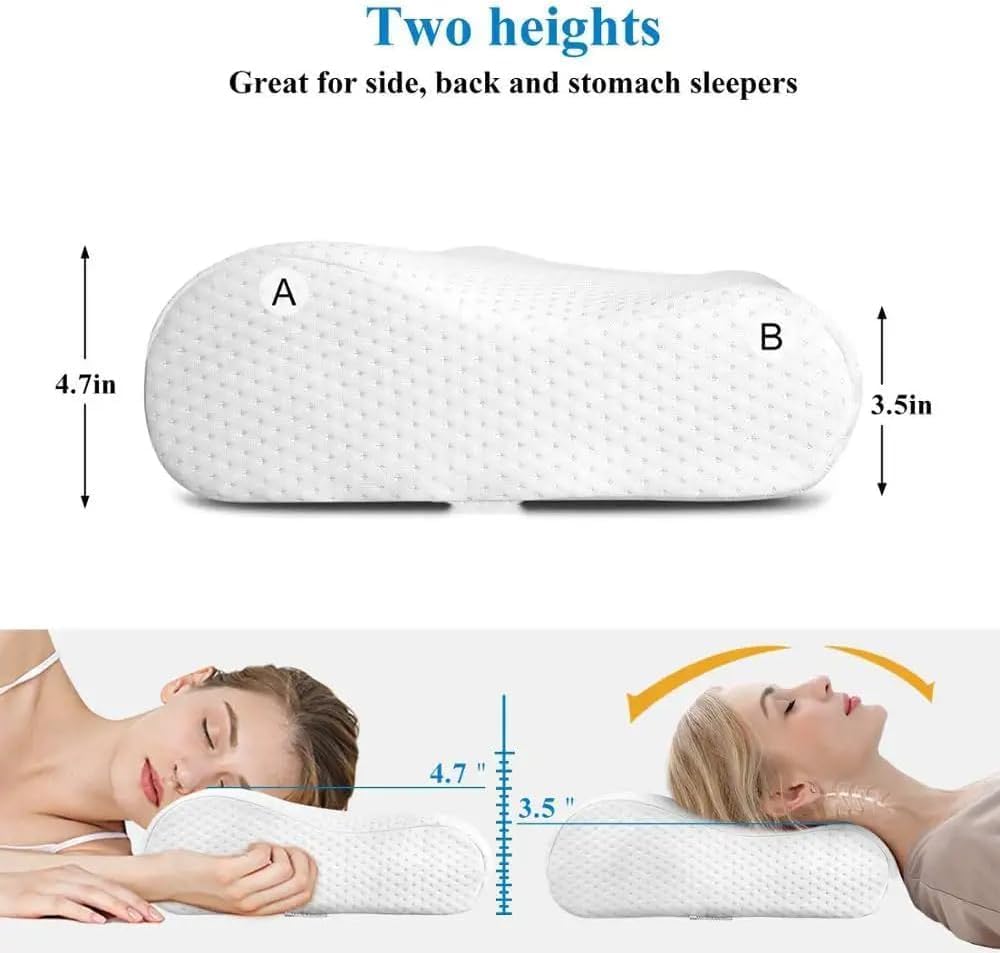 MOONCEE Premium Memory Foam Pillow for Neck Pain Relief, Adjustable Contour Orthopedic Cervical Pillow for Side, Back & Stomach Sleepers with Washable Cover