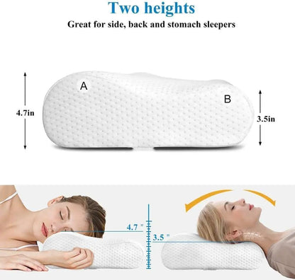 MOONCEE Premium Memory Foam Pillow for Neck Pain Relief, Adjustable Contour Orthopedic Cervical Pillow for Side, Back & Stomach Sleepers with Washable Cover