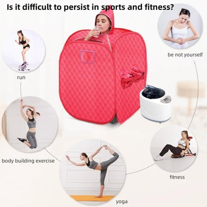 MGPGNOV Personal home steam sauna tent Sauna Private Room, portable Folding home spa steam sauna set, 2L Steam Pot Carrying Bag with remote control and temperature adjustment (Pink)