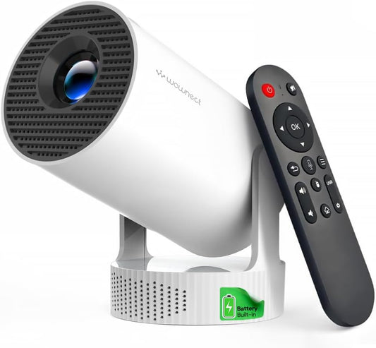 Wownect Mini Smart Projector |180 ANSI Lumens |12000mAh Battery | Android 13 | 4K Support |Auto Keystone |2.4G/5G WiFi |BT5.4 |Portable LED Projector |2+16GB | Up to 130" Display | HDMI/USB