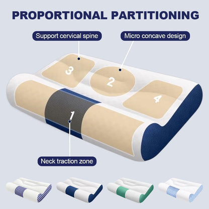 2025 Ergonomic Cervical Support Goose Down Pillow for Neck Pain Relief, Luxury Sleeping Pillow with Memory Foam, Breathable Soft Comfort Neck Pillow for Side and Back Sleepers, Blue