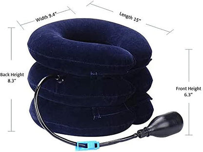 DAYONG Cervical Neck Traction Device Inflatable Adjustable Neck Collar Device,Neck Support Stretcher Relief Spine Alignment Neck Traction Pain Relief (Dark Blue)