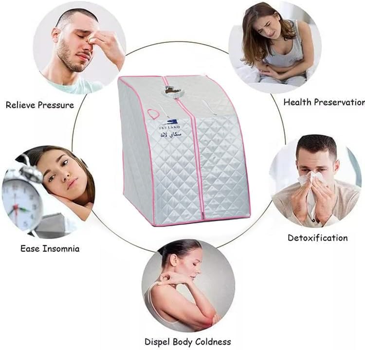 SKY LAND Sauna Family Portable Steam_Sauna 2L, Personal Therapeutic Sauna for Weight Loss, Detox Relaxation at Home, One PersonTent with Remote Control, Folding Chair, EM-9181
