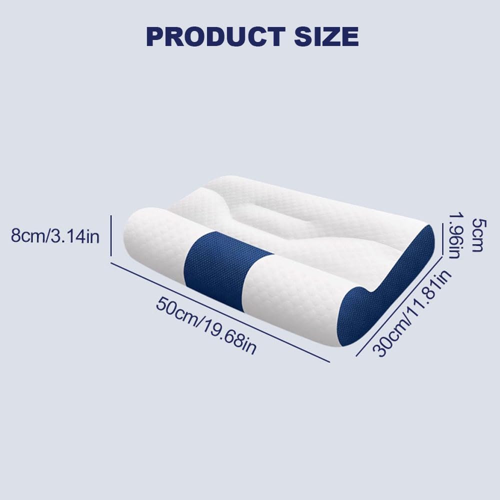 2025 Ergonomic Cervical Support Goose Down Pillow for Neck Pain Relief, Luxury Sleeping Pillow with Memory Foam, Breathable Soft Comfort Neck Pillow for Side and Back Sleepers, Blue