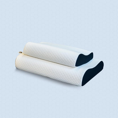 CareFoam Memory Foam Pillow, Contour Cervical Pillow for Neck & Shoulder Pain - Orthopedic Pillow, Neck Cervical Sleeping Pillows for Side & Back Sleepers White Jacquard Cover-Standard (Pack of 2)