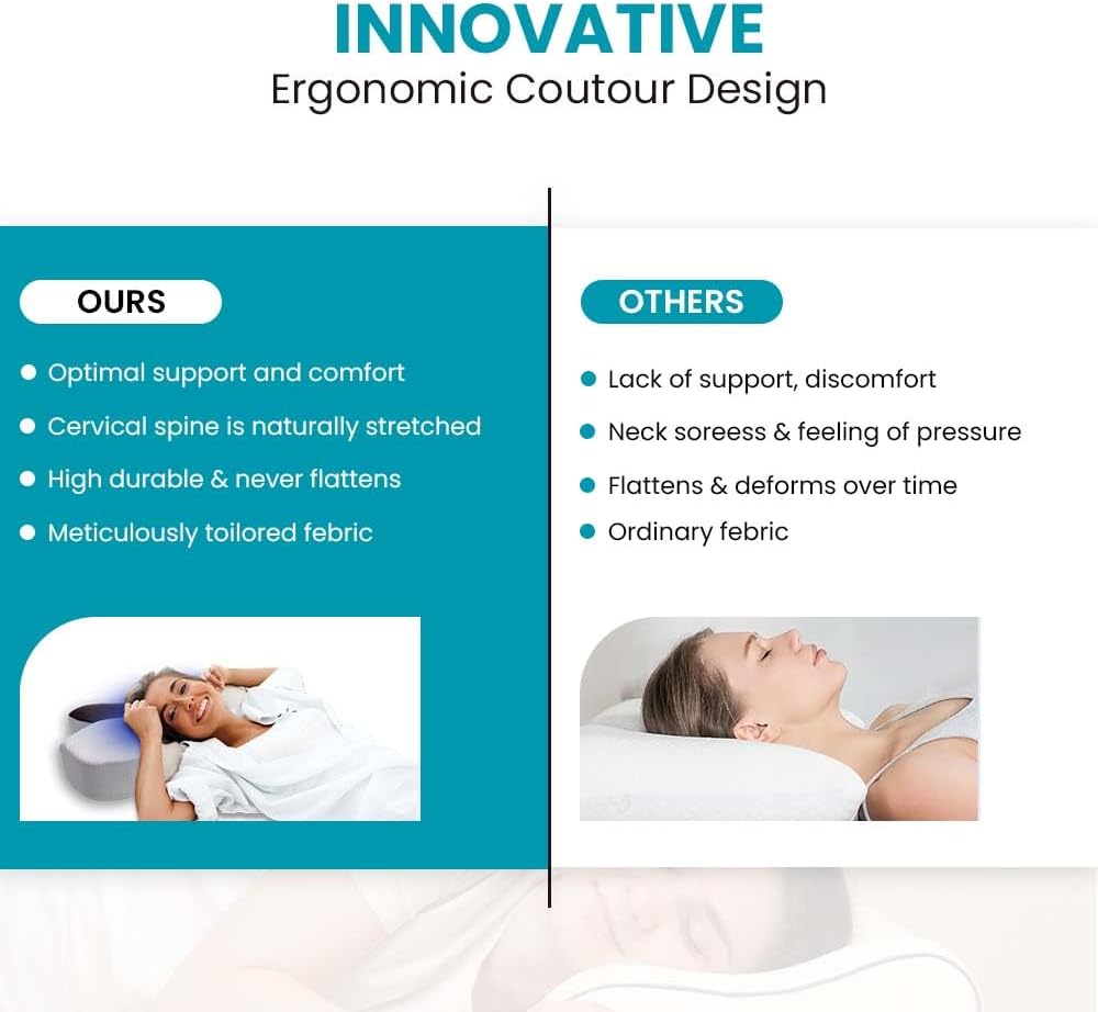 MOONCEE Premium Memory Foam Pillow for Neck Pain Relief, Adjustable Contour Orthopedic Cervical Pillow for Side, Back & Stomach Sleepers with Washable Cover