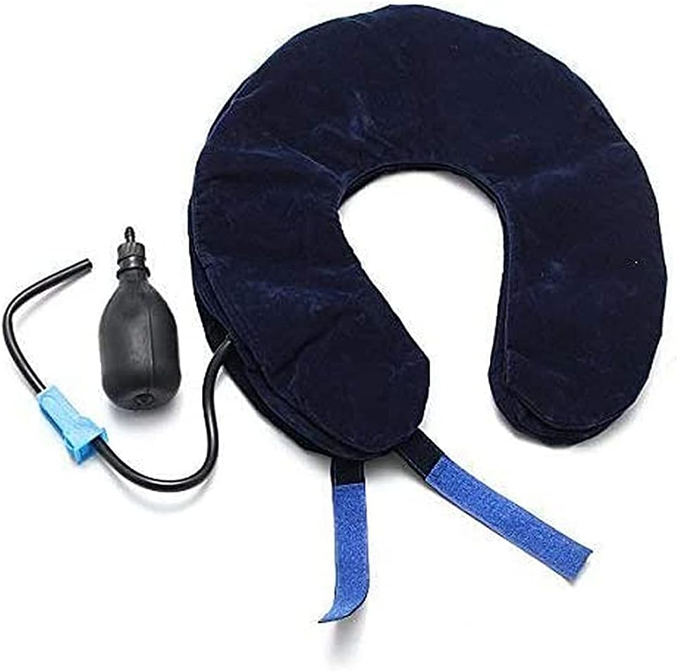 DAYONG Cervical Neck Traction Device Inflatable Adjustable Neck Collar Device,Neck Support Stretcher Relief Spine Alignment Neck Traction Pain Relief (Dark Blue)