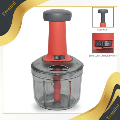 Trendful Manual Food Chopper with Hand Press Push System, Onion, Vegetable & Salad Chopper with Sharp Stainless Steel Blades, Push Type Sprint Chopper (850ML)