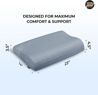 CareFoam Memory Foam Pillow, Contour Cervical Pillow for Neck & Shoulder Pain - Orthopedic Pillow, Neck Cervical Sleeping Pillows for Side & Back Sleepers White Jacquard Cover-Standard (Pack of 2)