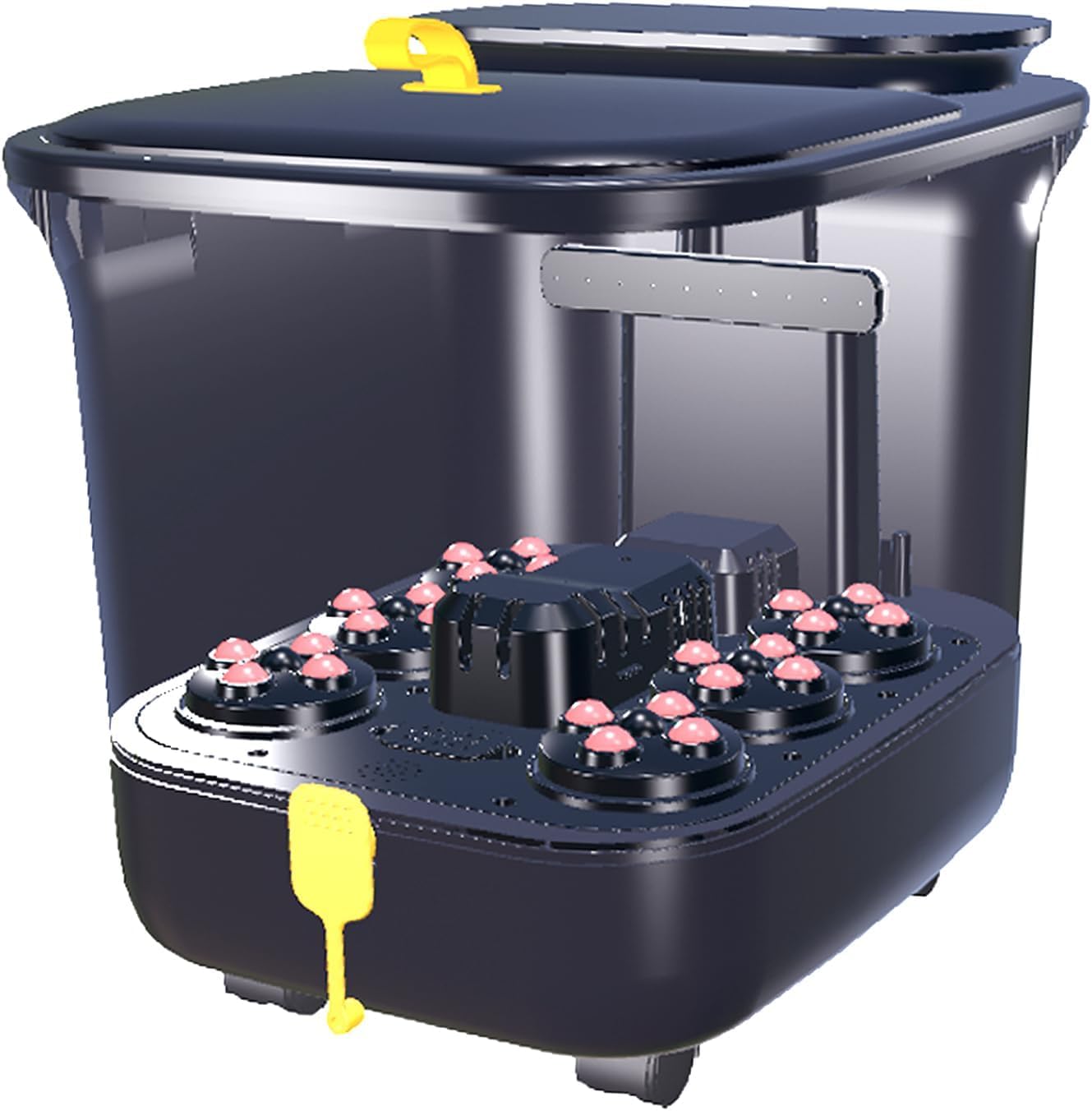Foot Spa Bath Massager with Heat, and Bubbles - Electric Foot Soaking Basin with Motorized Shiatsu Massage Rollers, Adjustable Time & Temperature (Black)