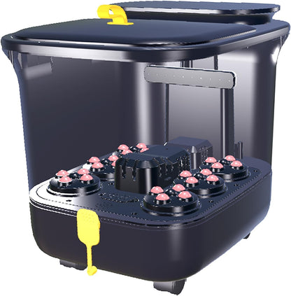Foot Spa Bath Massager with Heat, and Bubbles - Electric Foot Soaking Basin with Motorized Shiatsu Massage Rollers, Adjustable Time & Temperature (Black)