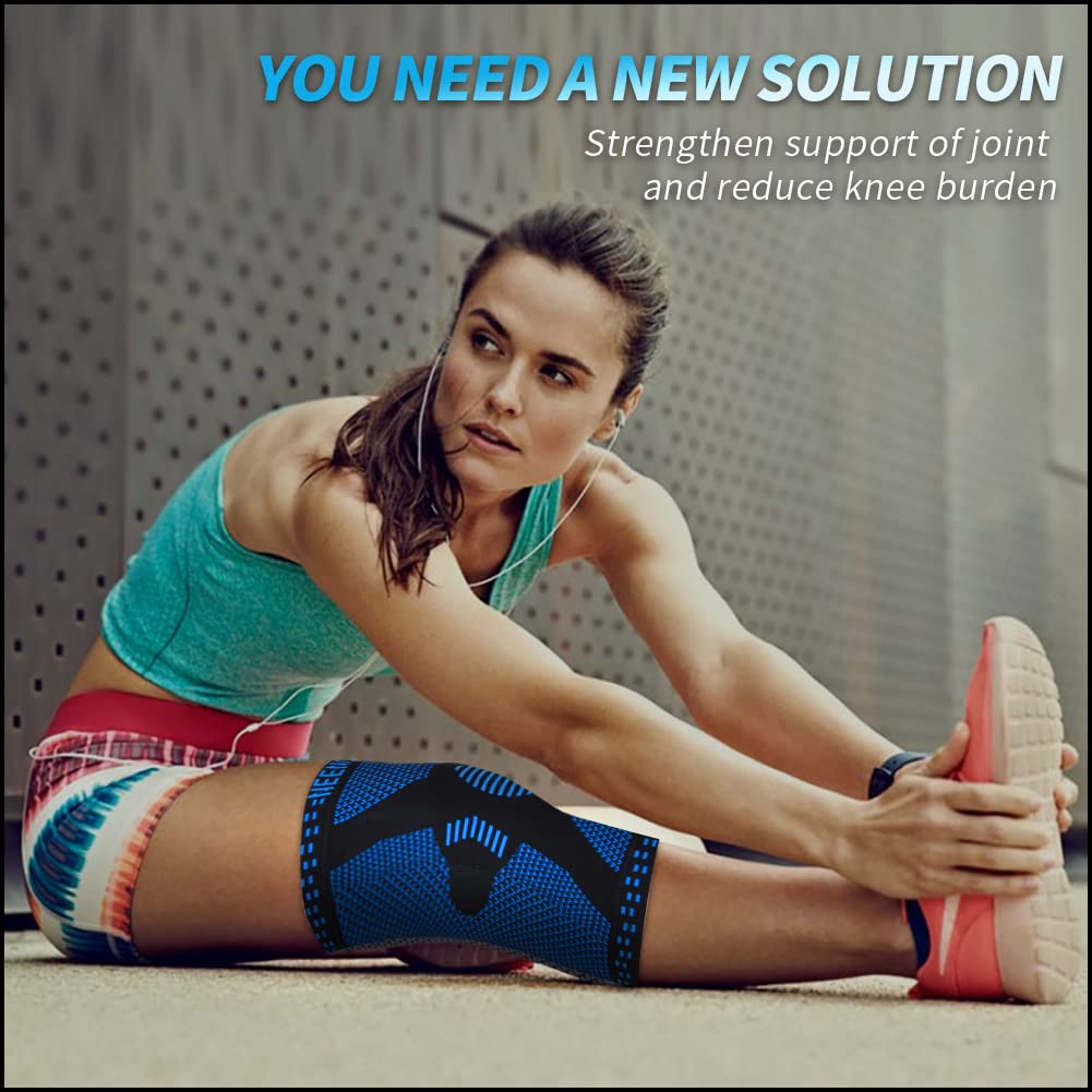 NEENCA Professional Knee Brace，Compression Knee Sleeve with Patella Gel Pad & Side Stabilizers Knee Support Bandage for Pain Relief Medical Knee Pad for ACL Running Joint Recovery