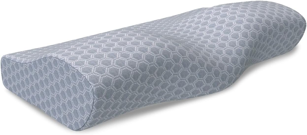 CareFoam Memory Foam Pillow, Contour Cervical Pillow for Neck & Shoulder Pain - Orthopedic Pillow, Neck Cervical Sleeping Pillows for Side & Back Sleepers White Jacquard Cover-Standard (Pack of 2)