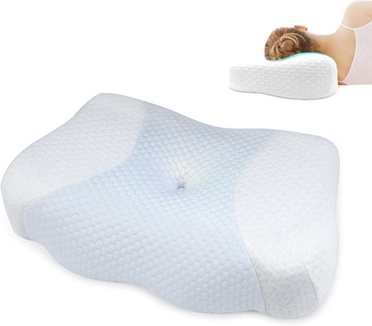 TDOO Memory Foam Cervical Pillow, 2 in 1 Ergonomic Contour Orthopedic Pillow for Neck Pain, Contoured Support Pillows for Side Back Stomach Sleepers (WA)