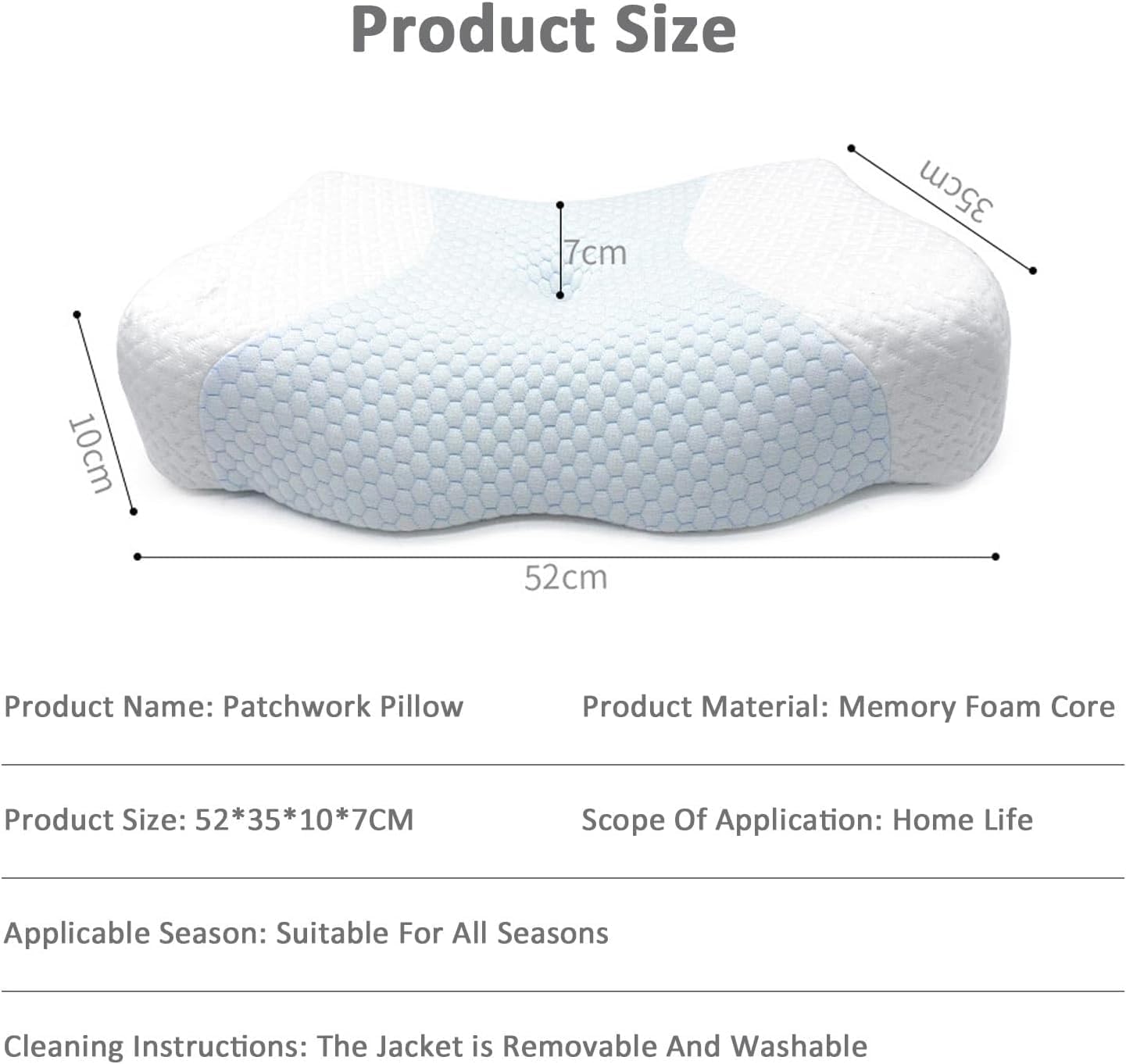 TDOO Memory Foam Cervical Pillow, 2 in 1 Ergonomic Contour Orthopedic Pillow for Neck Pain, Contoured Support Pillows for Side Back Stomach Sleepers (WA)