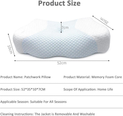 TDOO Memory Foam Cervical Pillow, 2 in 1 Ergonomic Contour Orthopedic Pillow for Neck Pain, Contoured Support Pillows for Side Back Stomach Sleepers (WA)