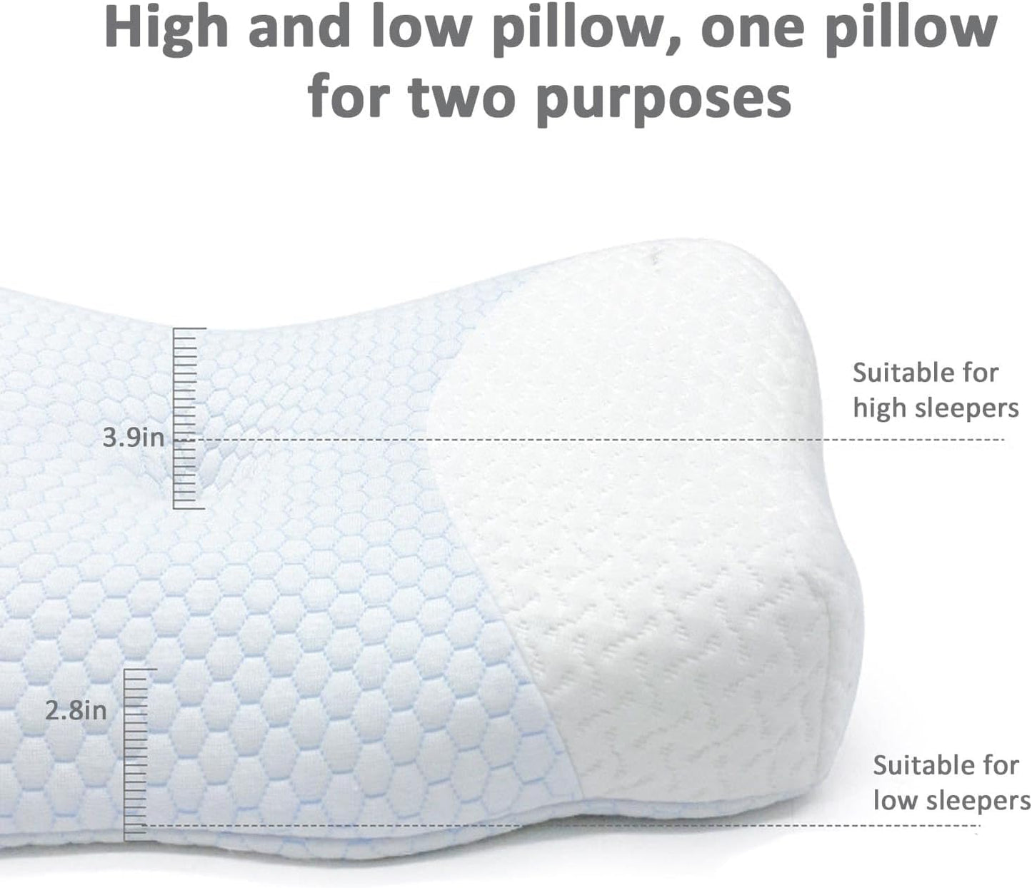 TDOO Memory Foam Cervical Pillow, 2 in 1 Ergonomic Contour Orthopedic Pillow for Neck Pain, Contoured Support Pillows for Side Back Stomach Sleepers (WA)