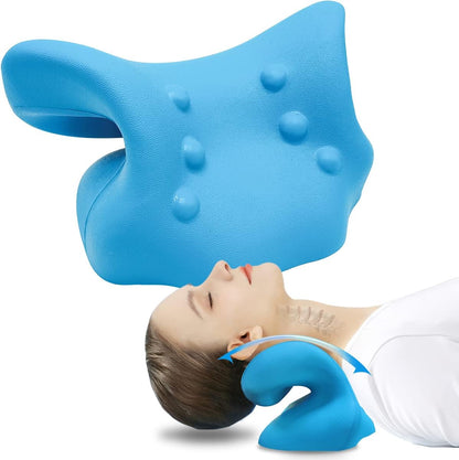 ECVV Cervical Neck Traction Pillow Neck and Shoulder Relaxer Orthopedic Pillow Neck Stretcher for Pain Relief and Muscle Relax with Massage Point