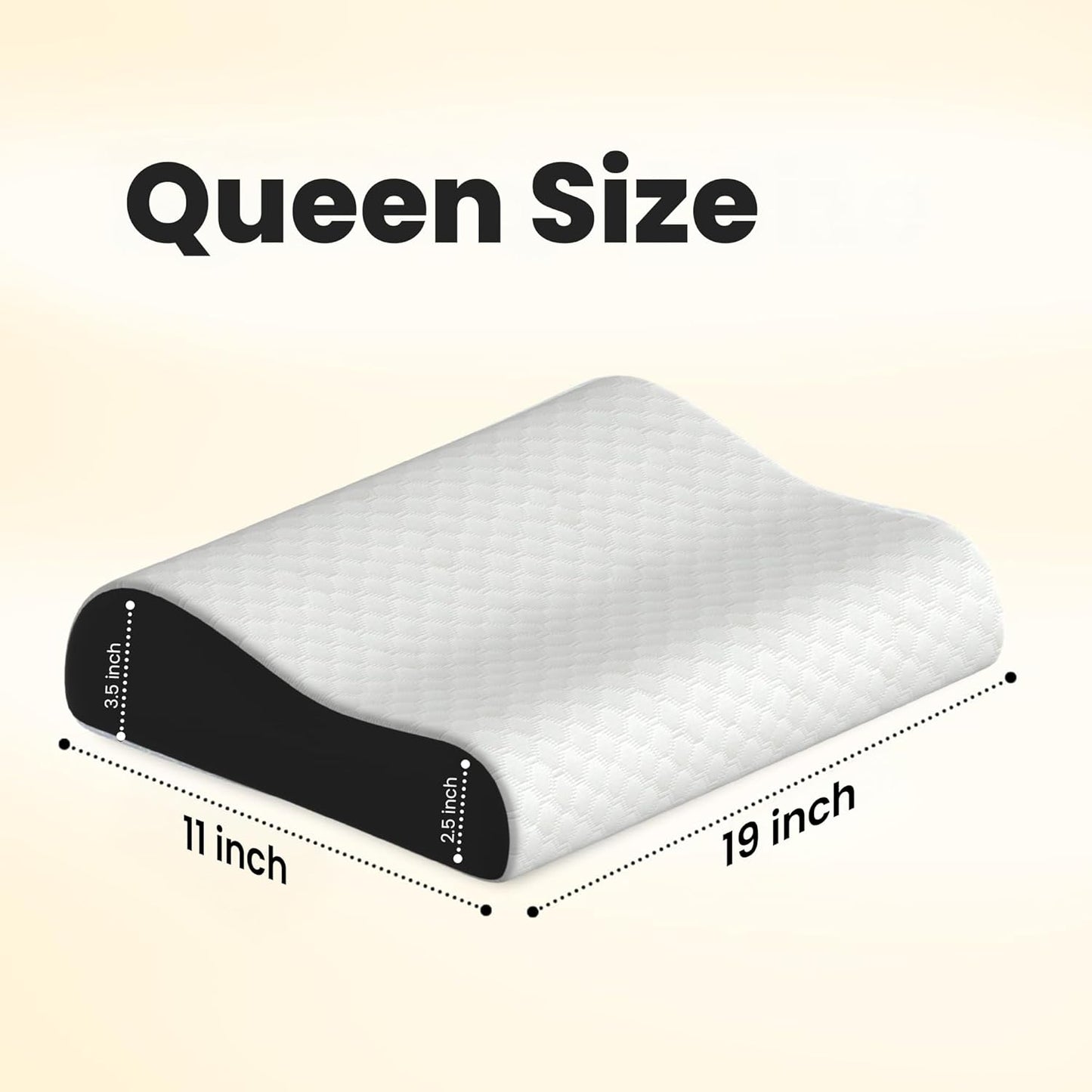 CareFoam Memory Foam Pillow, Contour Cervical Pillow for Neck & Shoulder Pain - Orthopedic Pillow, Neck Cervical Sleeping Pillows for Side & Back Sleepers White Jacquard Cover-Standard (Pack of 2)