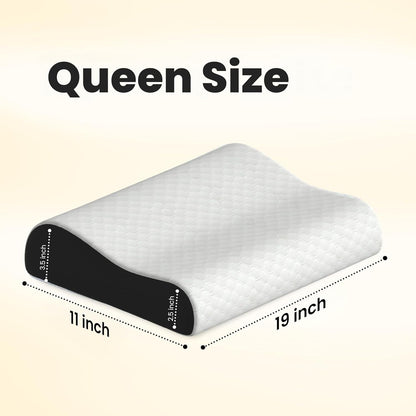 CareFoam Memory Foam Pillow, Contour Cervical Pillow for Neck & Shoulder Pain - Orthopedic Pillow, Neck Cervical Sleeping Pillows for Side & Back Sleepers White Jacquard Cover-Standard (Pack of 2)