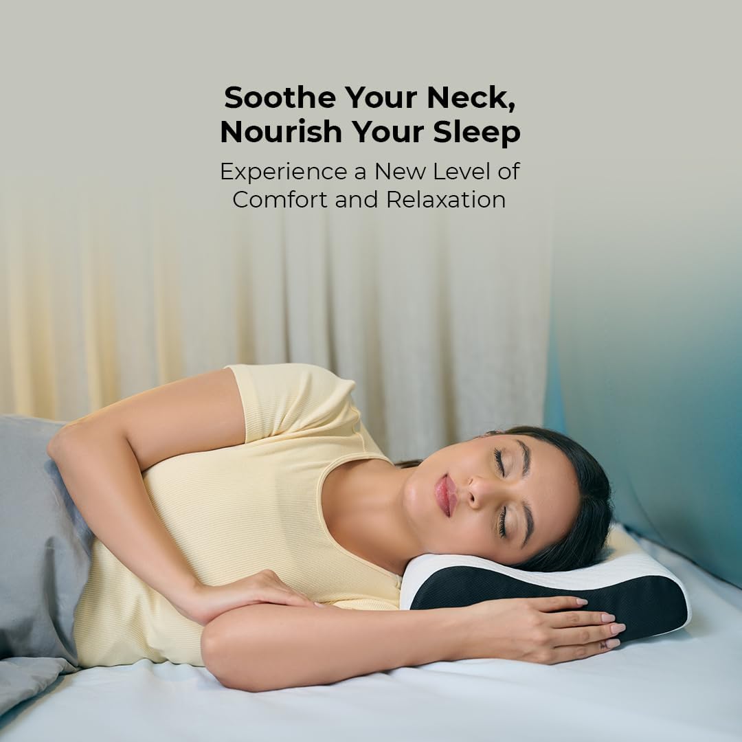 CareFoam Memory Foam Pillow, Contour Cervical Pillow for Neck & Shoulder Pain - Orthopedic Pillow, Neck Cervical Sleeping Pillows for Side & Back Sleepers White Jacquard Cover-Standard (Pack of 2)