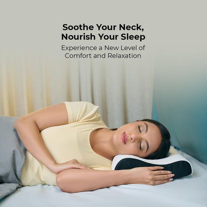 CareFoam Memory Foam Pillow, Contour Cervical Pillow for Neck & Shoulder Pain - Orthopedic Pillow, Neck Cervical Sleeping Pillows for Side & Back Sleepers White Jacquard Cover-Standard (Pack of 2)