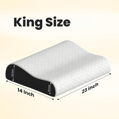 CareFoam Memory Foam Pillow, Contour Cervical Pillow for Neck & Shoulder Pain - Orthopedic Pillow, Neck Cervical Sleeping Pillows for Side & Back Sleepers White Jacquard Cover-Standard (Pack of 2)