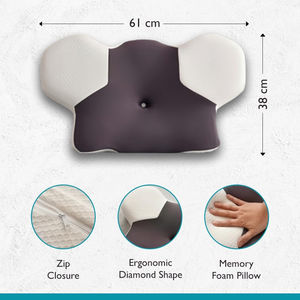 MOONCEE Premium Memory Foam Pillow for Neck Pain Relief, Adjustable Contour Orthopedic Cervical Pillow for Side, Back & Stomach Sleepers with Washable Cover