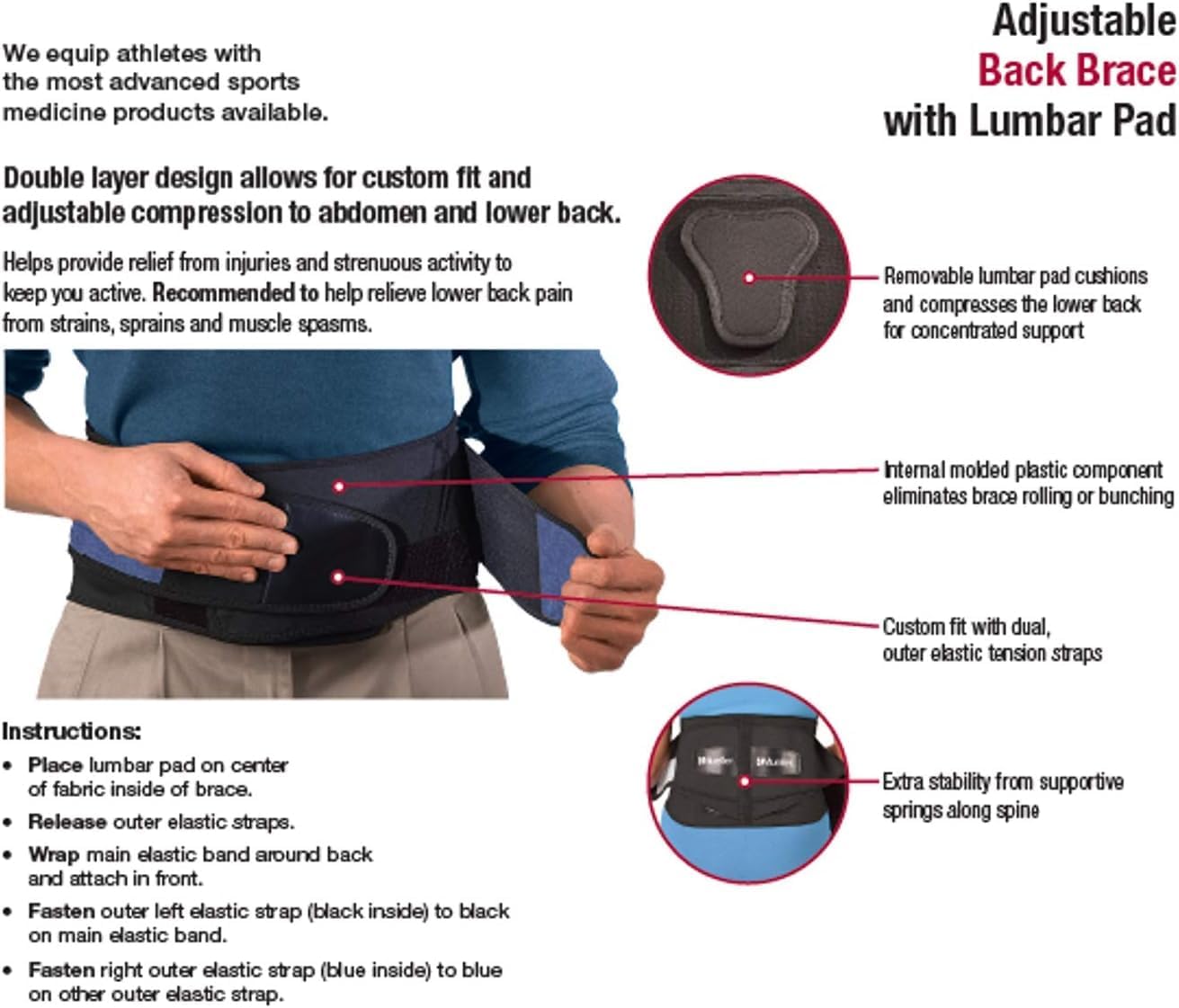 MUELLER ADJUSTABLE LUMBAR BACK BRACE PLUS SIZE: 64179