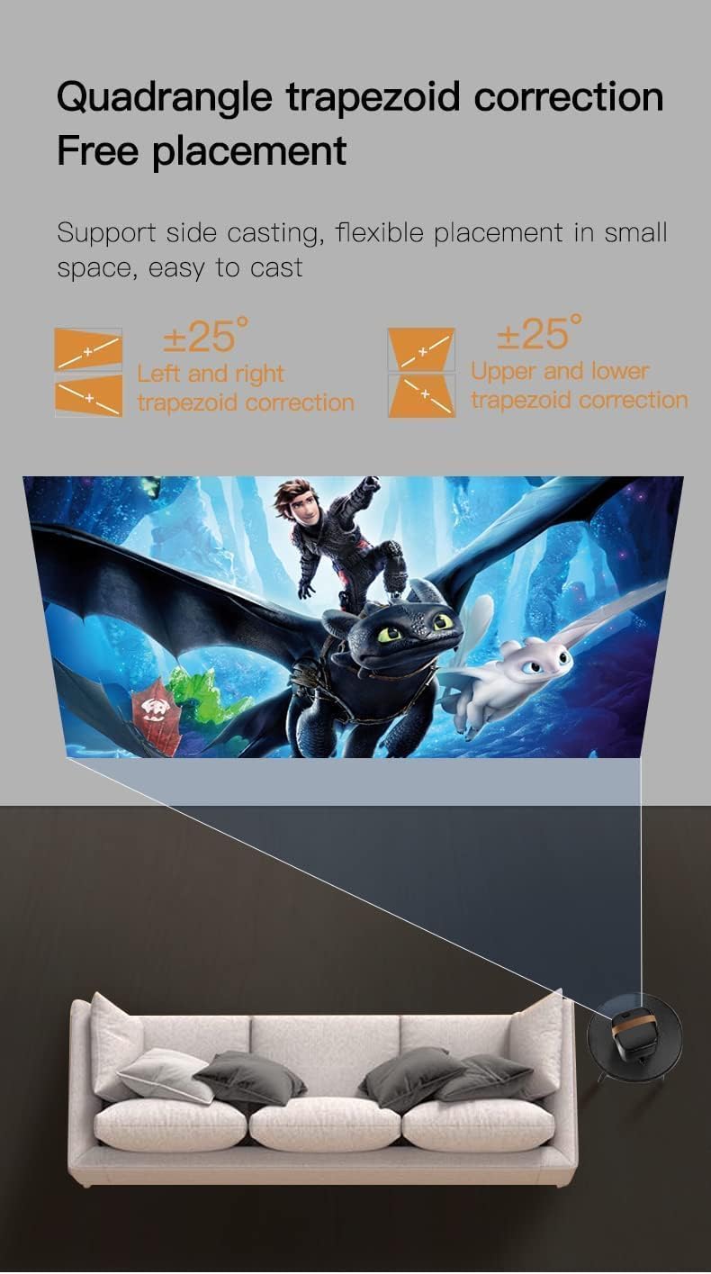 Portable Mini Projector For Home Theater, Native 1080P Projector with Tripod, 150" Display Home Theater, Compatible with Bluetooth/WIFI/USB/SD Card (C)