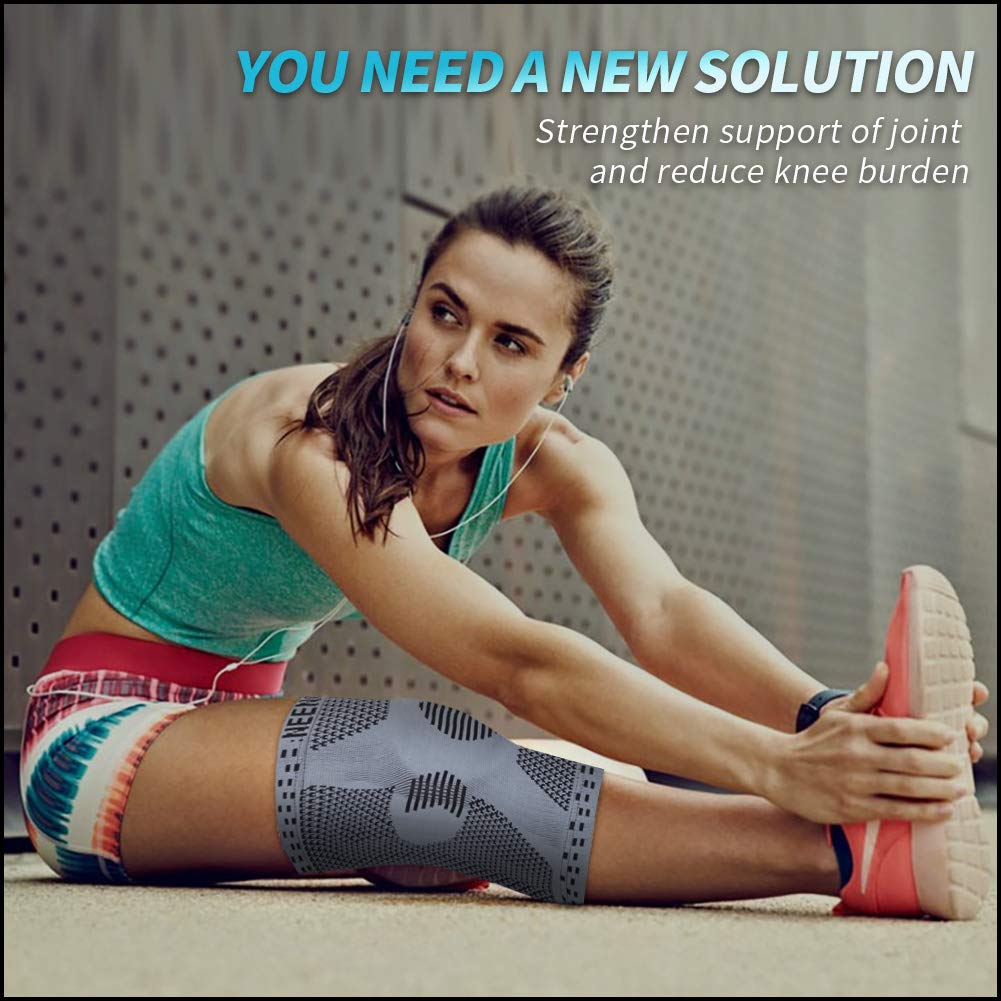 NEENCA Professional Knee Brace，Compression Knee Sleeve with Patella Gel Pad & Side Stabilizers Knee Support Bandage for Pain Relief Medical Knee Pad for ACL Running Joint Recovery