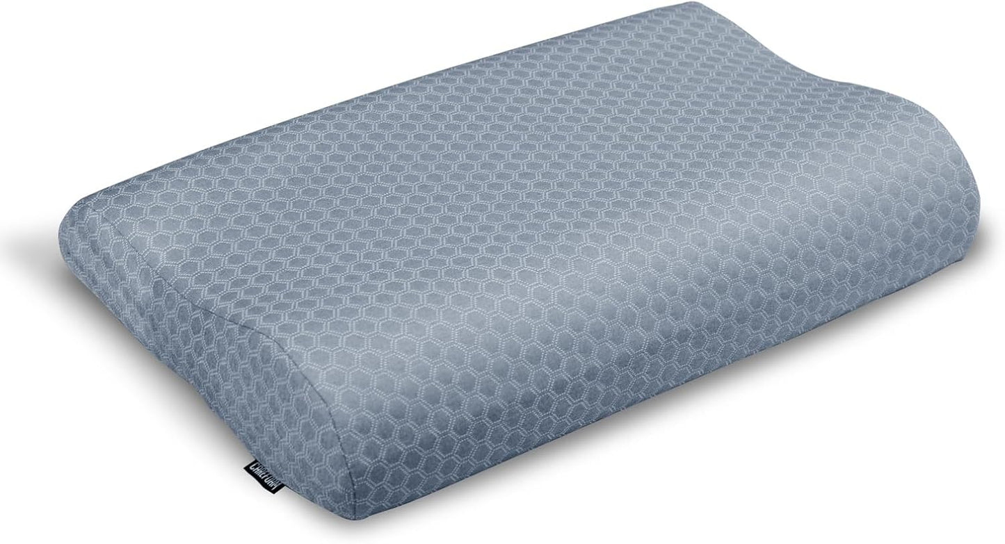 CareFoam Memory Foam Pillow, Contour Cervical Pillow for Neck & Shoulder Pain - Orthopedic Pillow, Neck Cervical Sleeping Pillows for Side & Back Sleepers White Jacquard Cover-Standard (Pack of 2)