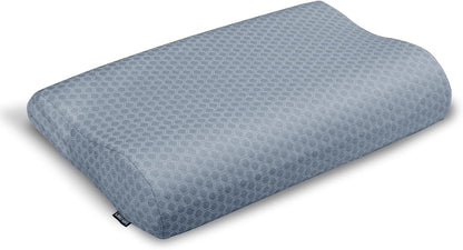 CareFoam Memory Foam Pillow, Contour Cervical Pillow for Neck & Shoulder Pain - Orthopedic Pillow, Neck Cervical Sleeping Pillows for Side & Back Sleepers White Jacquard Cover-Standard (Pack of 2)