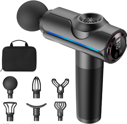 WEKUBA Massage Gun Deep Tissue Massager, Handheld Cordless Percussion Massager LED Touch Screen with 6 Different Massage Heads 20 Speeds for Legs Back Body Pain Relief, Soreness Relief,مسدس تدليك