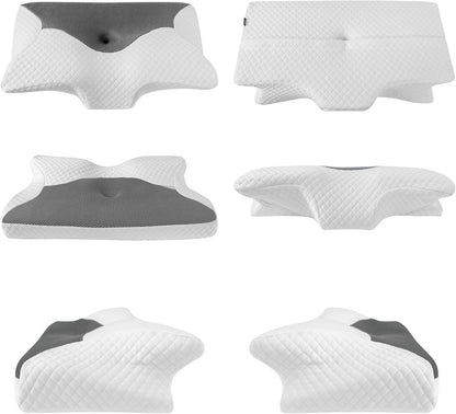 HOMCA Cervical Pillow Memory Foam Pillows - Contour Memory Foam Pillow for Neck Pain Relief, Orthopedic Neck Bed Pillow for Side Sleepers Back and Stomach