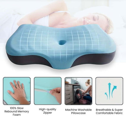 MOONCEE Premium Memory Foam Pillow for Neck Pain Relief, Adjustable Contour Orthopedic Cervical Pillow for Side, Back & Stomach Sleepers with Washable Cover