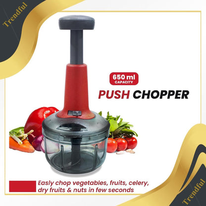Trendful Manual Food Chopper with Hand Press Push System, Onion, Vegetable & Salad Chopper with Sharp Stainless Steel Blades, Push Type Sprint Chopper (850ML)