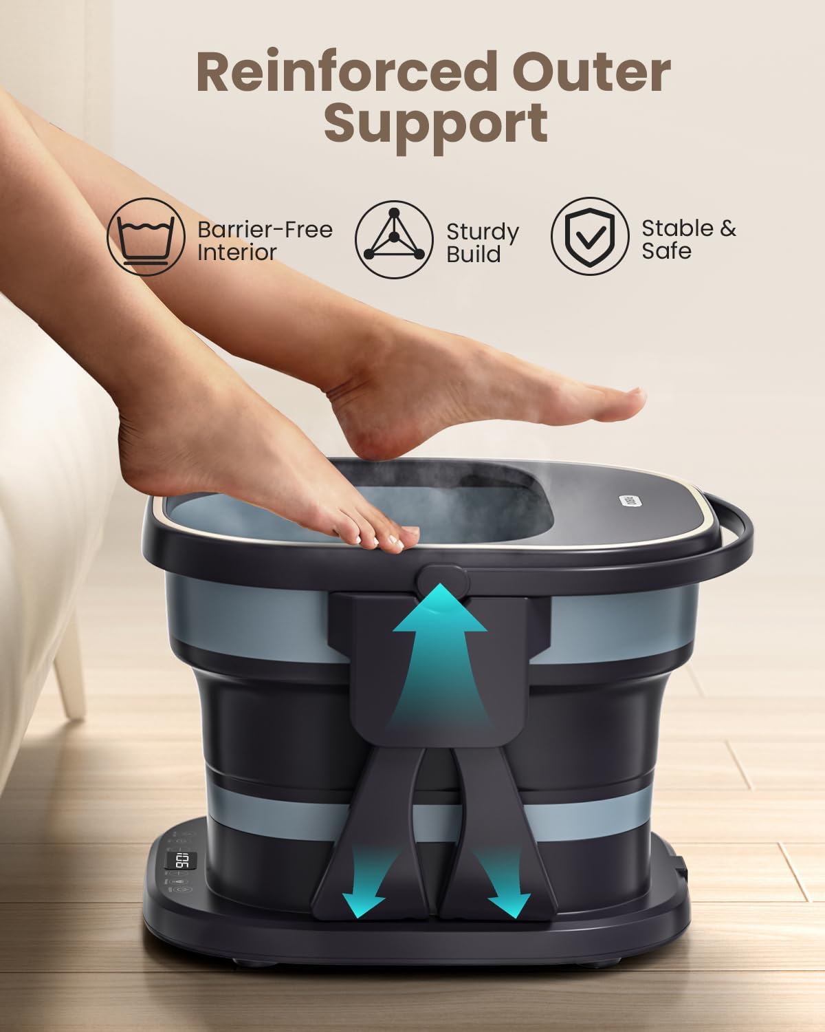 Puboo Collapsible Heated Foot Spa Bath with Remote, 95-115°F Precise Temp Control, Motorized Massage Rollers & Acupressure, Quiet <50dB, Fits US Men’s Size 11 | Ideal Gift for Family & Friends