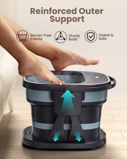 Puboo Collapsible Heated Foot Spa Bath with Remote, 95-115°F Precise Temp Control, Motorized Massage Rollers & Acupressure, Quiet <50dB, Fits US Men’s Size 11 | Ideal Gift for Family & Friends